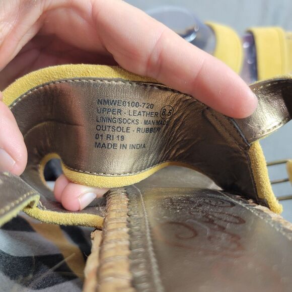 Naughty Monkey Womens Espadrille Wedge Sandals Size 8.5 Yellow Suede & Raffia - Picture 2 of 13